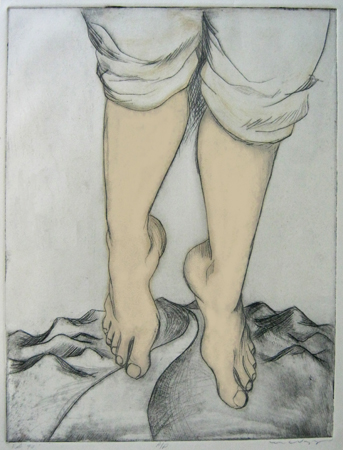 02 Feet, etching, 9x12"